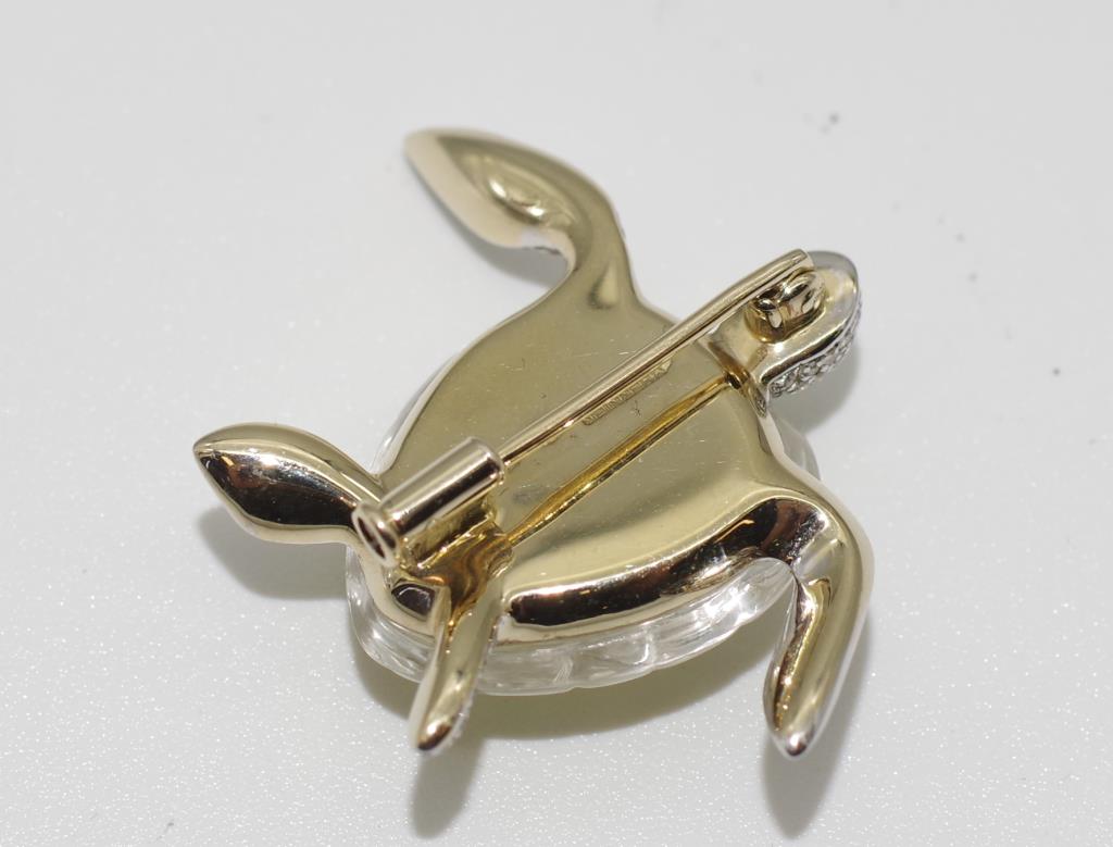 Diamond and rock crystal turtle brooch by Paspaley - Image 2 of 2