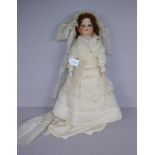 Antique bisque ceramic head bride doll