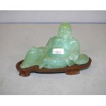 Chinese green hardstone seated Buddha