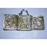 Vintage silver icon triptych