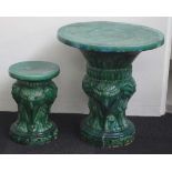 Chinese pottery table and stool