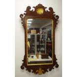 George III fretted mahogany wall mirror
