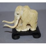 Antique Japanese ivory woolly mammoth okimono