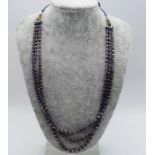 Sapphire or tanzanite and silver bead necklace