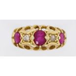 Antique gold diamond and ruby ring