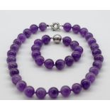 Amethyst bead necklace and bracelet