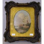 Victorian framed watercolour scene