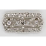 Art Deco mille grain platinum and diamond brooch