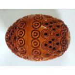 Victorian carved Coquilla nut egg thimble case
