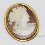 Good carved shell cameo brooch