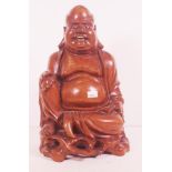 Chinese carved hardwood Buddha figure
