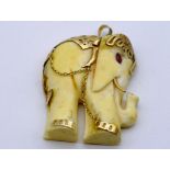 Antique carved Ivory elephant figural Pendant