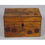 Georgian marquetry inlaid flame mahogany caddy