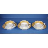 Georgian six piece Coalport cups & saucers