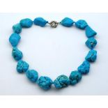 Turquoise nugget choker necklace.