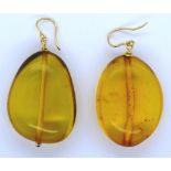 Pair of Baltic amber and 9ct gold earrings
