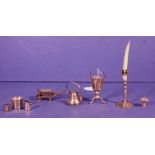 Eight various Dutch silver miniature pieces