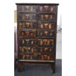 Chinese black lacquered multi drawer chest