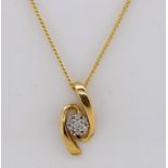 9ct gold and diamond pendant and chain