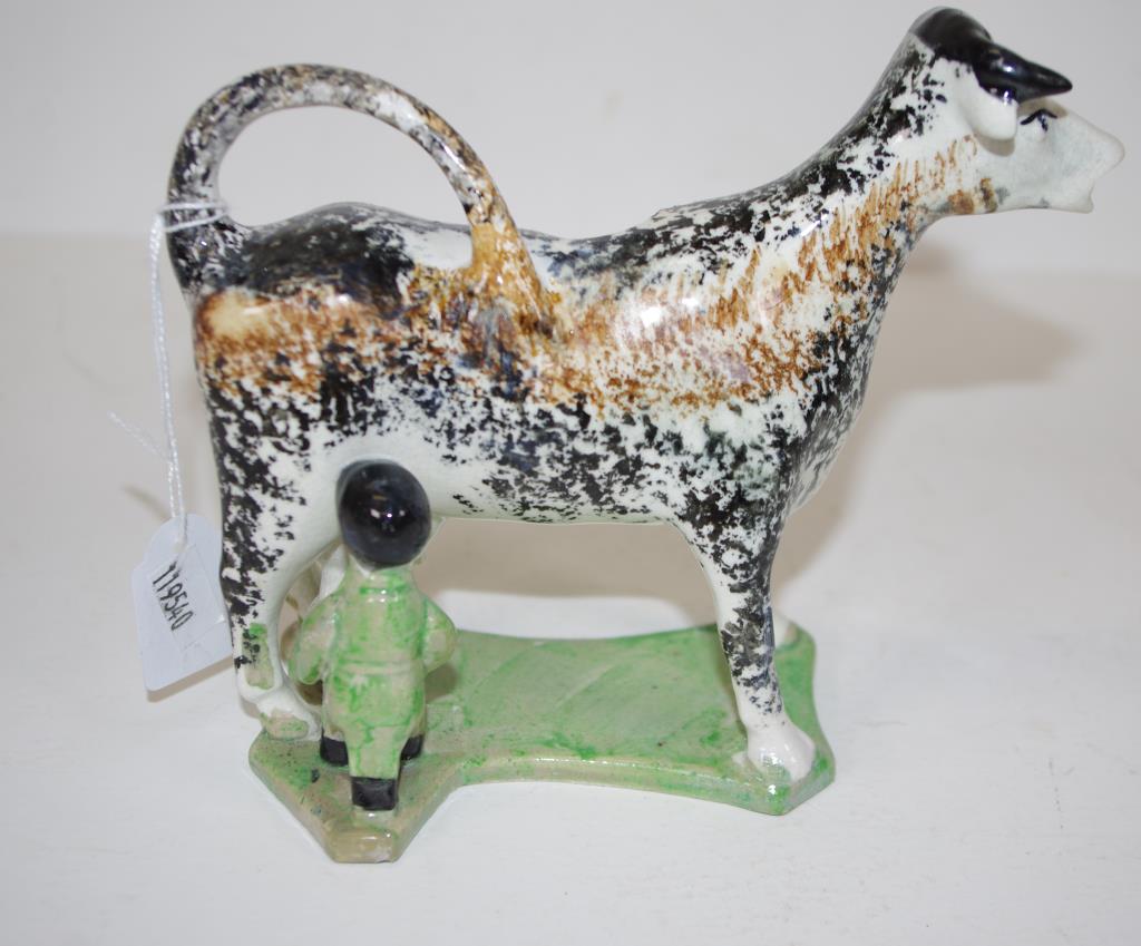 Georgian ceramic cow creamer jug - Image 2 of 4