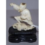 Antique Japanese ivory fisherman Okimono