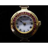 Antique gold and ruby set ladies wrist watch