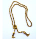 18ct gold rope twist bolo tassle collar