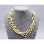 Six strand nugget pearl necklace