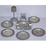 Eight Indonesian silver ashtrays & smokers ware