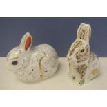 Two Royal Crown Derby "Rabbit " paperweights