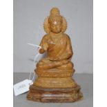 Oriental carved wood Buddha figure