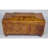 Regency burr yew tea caddy