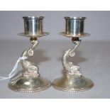 Pair of Dutch silver figural candlesticks