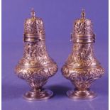 Pair Victorian sterling silver pepperettes