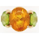 18ct gold citrine and peridot ring by Petochi