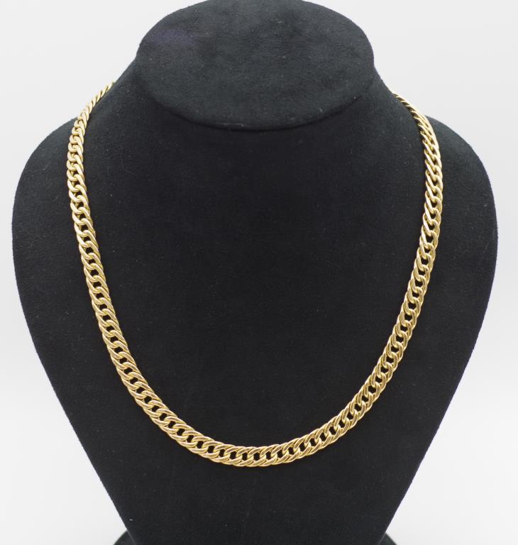 18ct yellow gold matinee length chain necklace