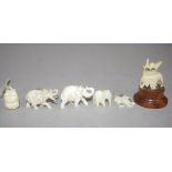 Five various Antique ivory elephant miniatures