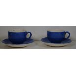 Pair of Moorcroft Powder Blue teacups and saucers