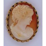 Carved cameo brooch