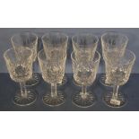 Eight Waterford 'Lismore' crystal sherry glasses