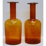 Near pair Holmegaard art glass bottle vases