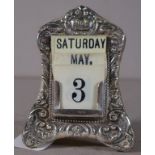 Edward VII sterling silver desk calendar