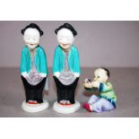 Pair Royal Worcester Chinese standing man figures