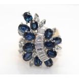 Sapphire & diamond gold cluster ring