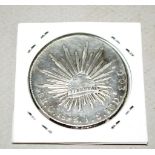 Mexican 1893 8 Reales A.M. Mo silver coin