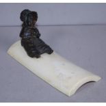 Victorian bronze Kate Greenaway figure on ivory