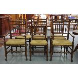 Six good rush seated oak chairs