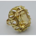 Large citrine and 18ct yellow gold ring