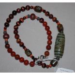 Chinese tigers eye & agate bead necklet