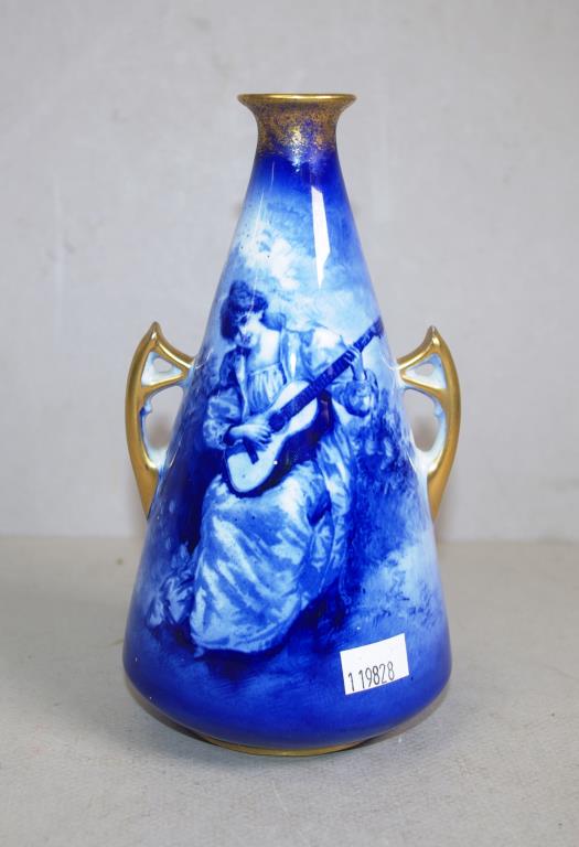 Royal Doulton blue children twin handle vase